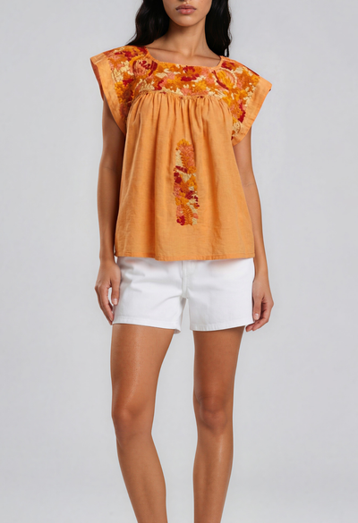 Flores Blouse Blouse Flores Orange Blouse Flores Orange Blouse