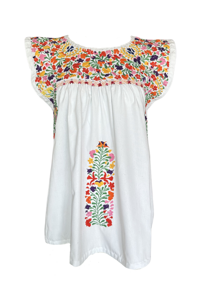 Flores Blouse Blouse Flores White and Yellow Blouse Flores Yellow Stripe Blouse | Mi Golondrina