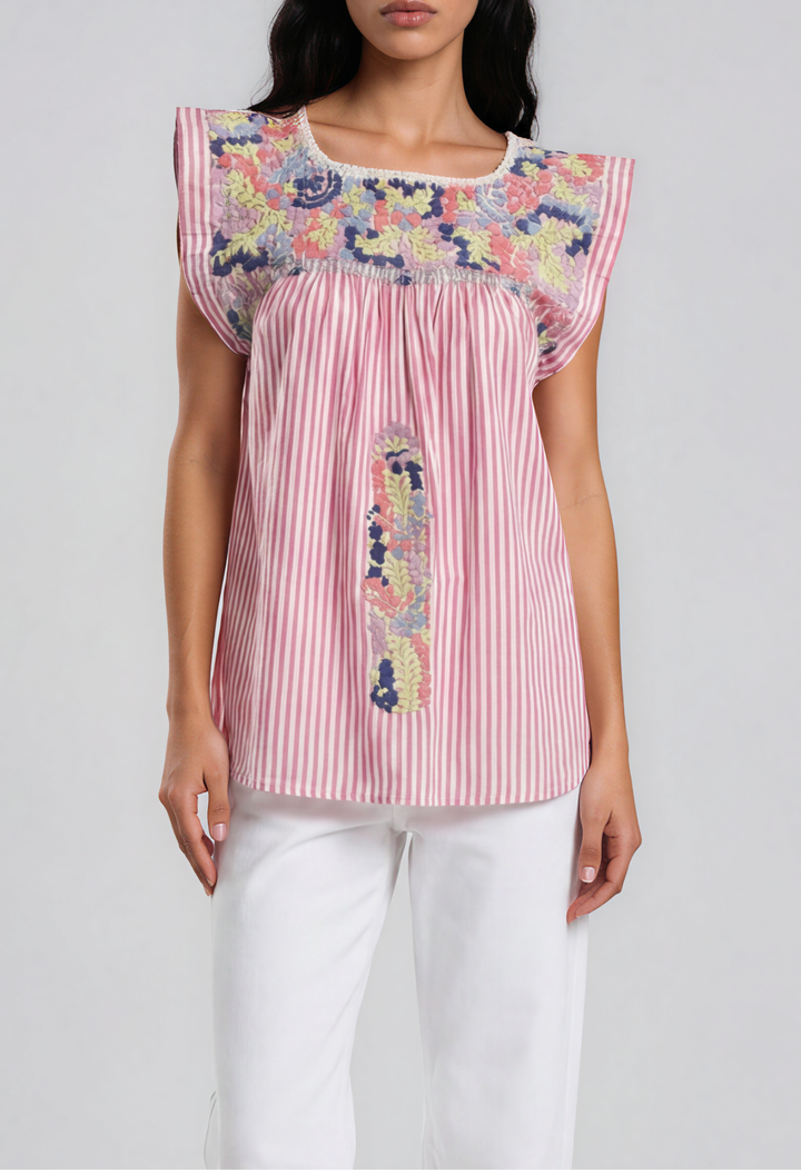 Flores Blouse Blouse Flores Pink Striped Blouse Flores Yellow Stripe Blouse | Mi Golondrina