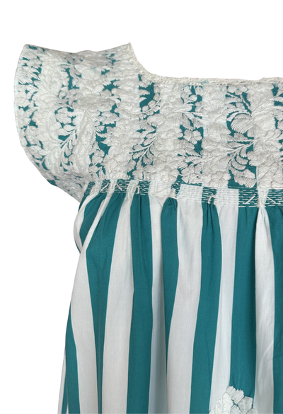 Flores Short Dress Dress Flores Turquoise Wide Striped Short Dress Flores Turquoise Wide Striped Short Dress