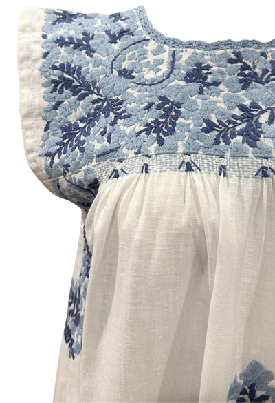 Flores Blouse Blouse Flores White and Blue Blouse Flores Yellow Stripe Blouse | Mi Golondrina
