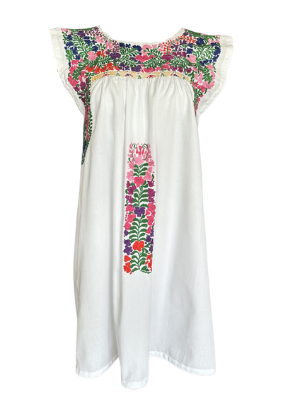 Flores Short Dress Dress Flores White and Green Short Dress Flores White and Green Short Dress