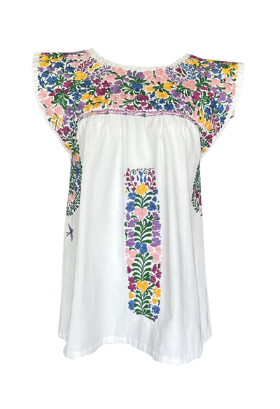 Flores Blouse Blouse Flores White and Purple Blouse Flores Yellow Stripe Blouse | Mi Golondrina