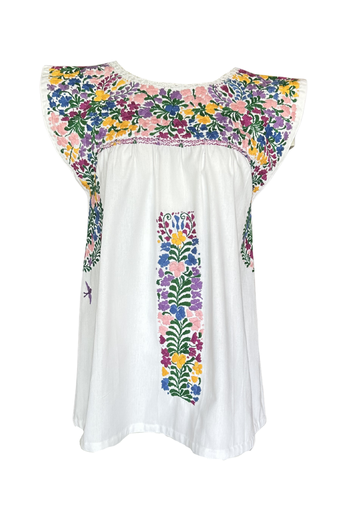 Flores Blouse Blouse Flores White and Purple Blouse Flores Yellow Stripe Blouse | Mi Golondrina