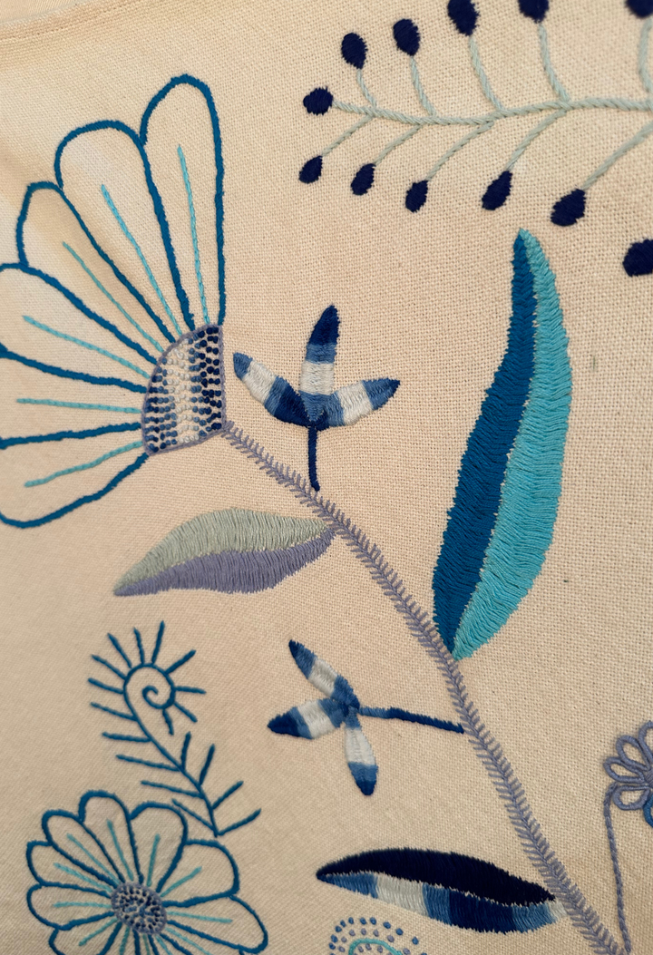 Embroidered Art: Flores Azules