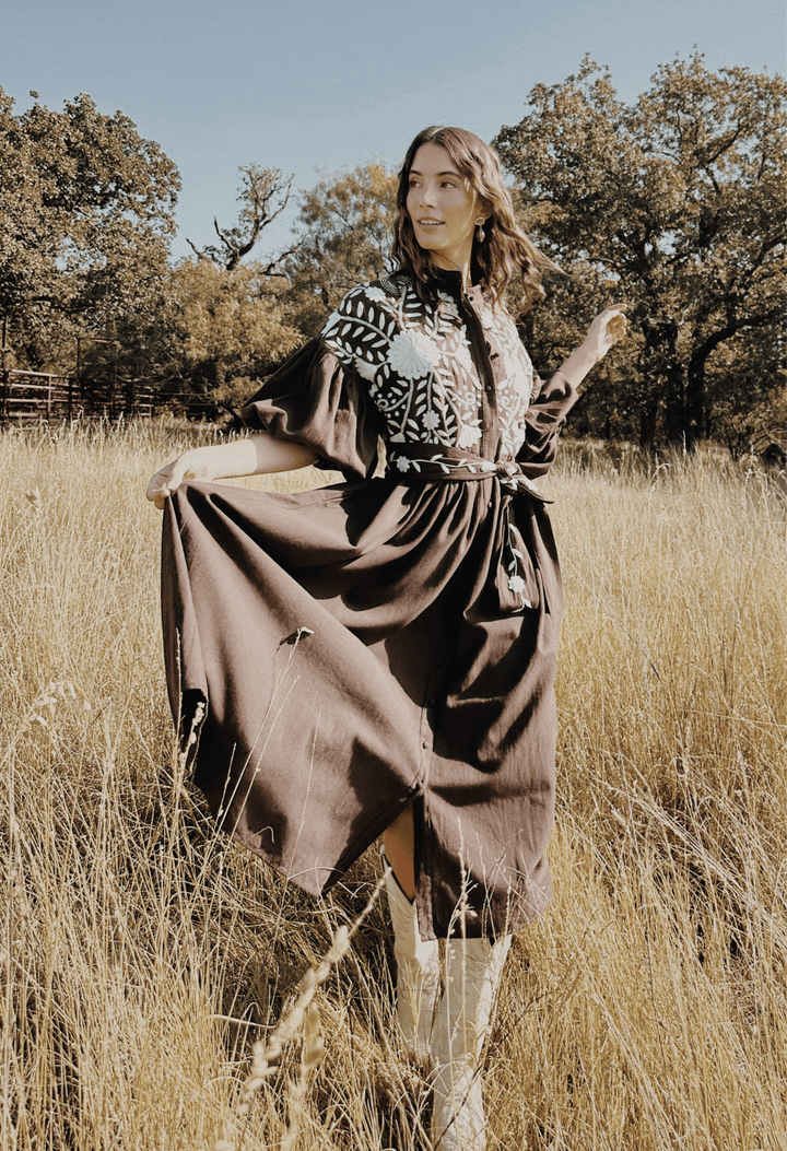 Francisca Café Midi Dress