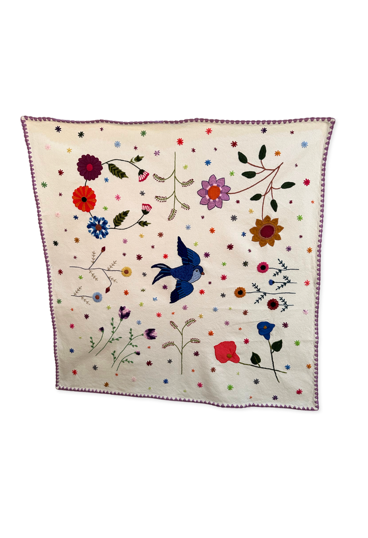 Embroidered Art: Golondrina y Flores