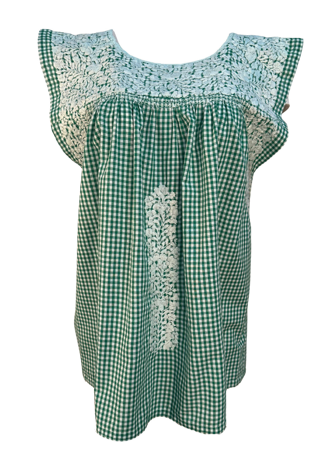 Verde Gingham y Blanca Blouse
