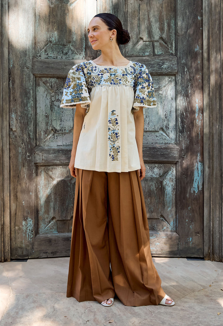 Julieta Blouse Blouse Julieta Blanca y Azul Julieta Blanca y Azul