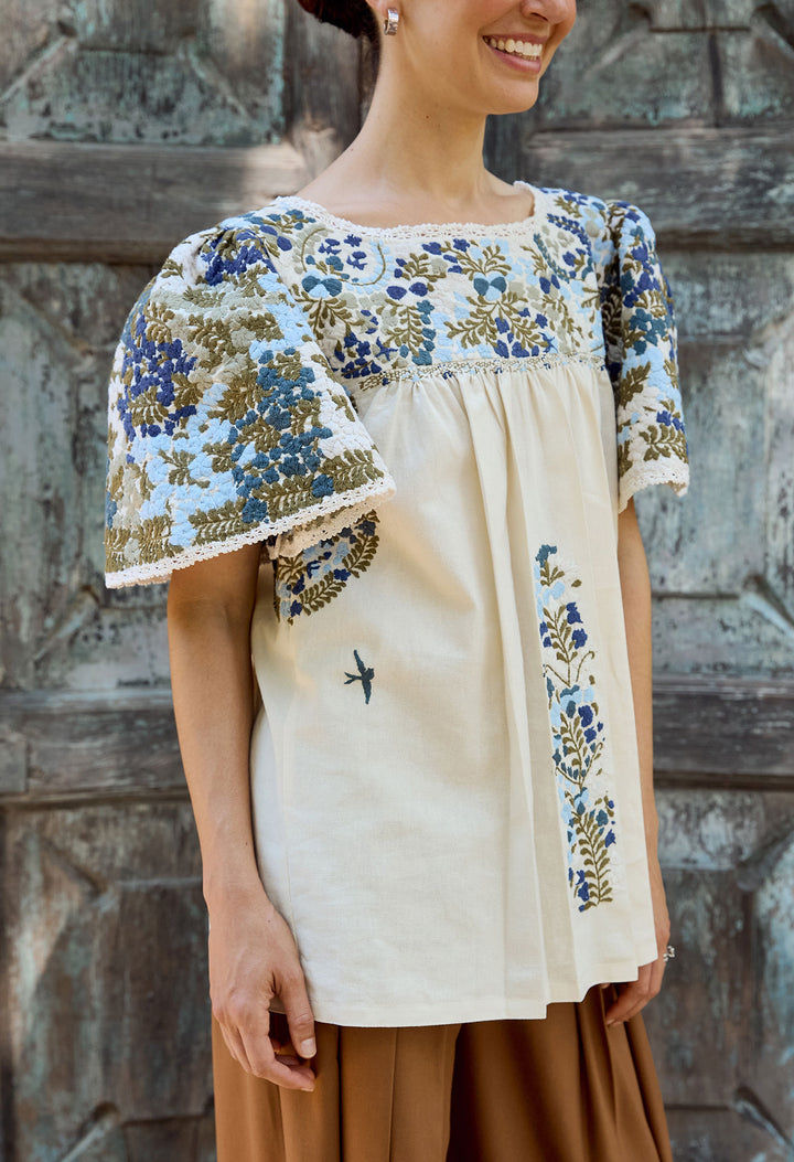 Julieta Blouse Blouse Julieta Blanca y Azul Julieta Blanca y Azul