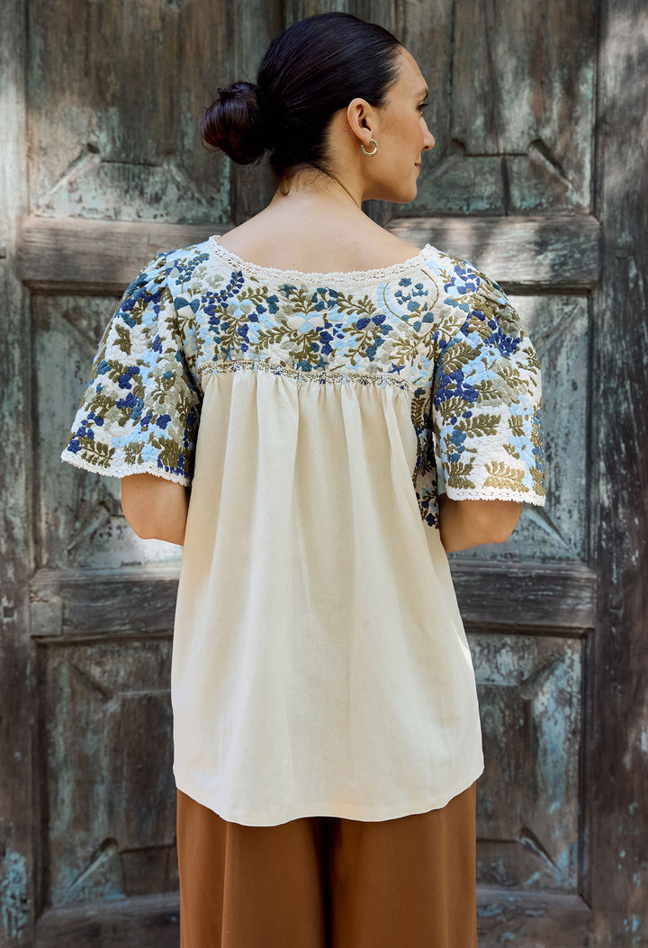 Julieta Blouse Blouse Julieta Blanca y Azul Julieta Blanca y Azul