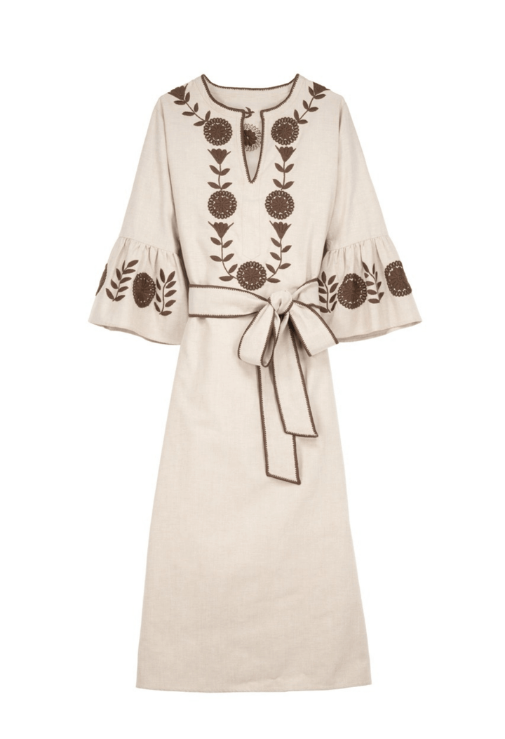 Leona Beige y Café Midi Dress