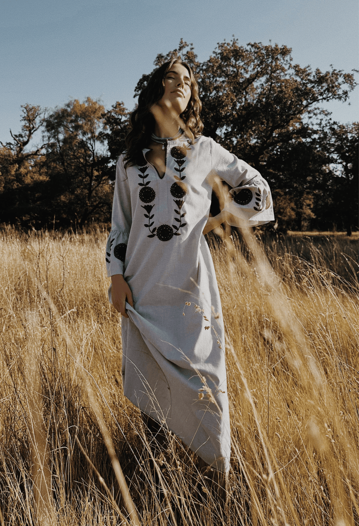 Leona Beige y Café Midi Dress