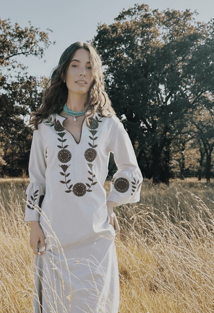 Leona Beige y Café Midi Dress