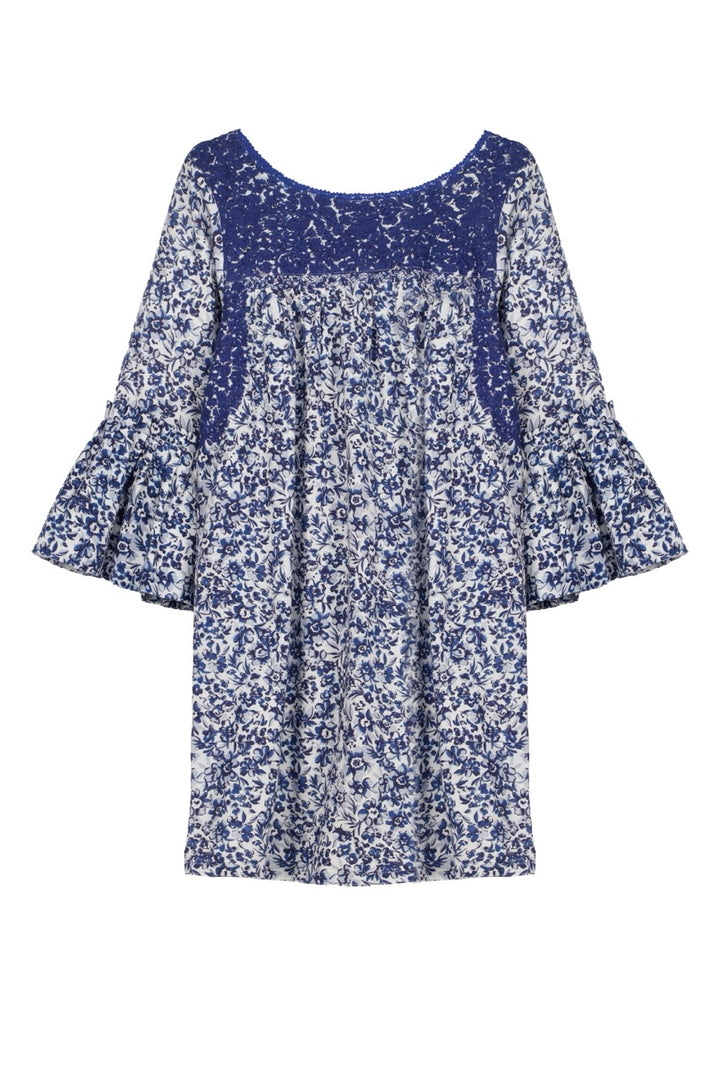 Leona Azul Floral Short Dress