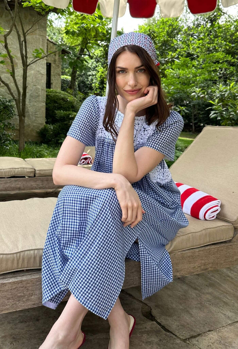 Liliana Azul Gingham Midi Dress