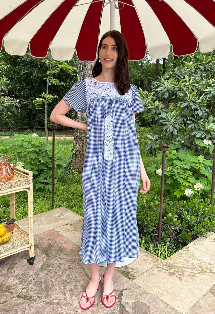 Liliana Azul Gingham Midi Dress