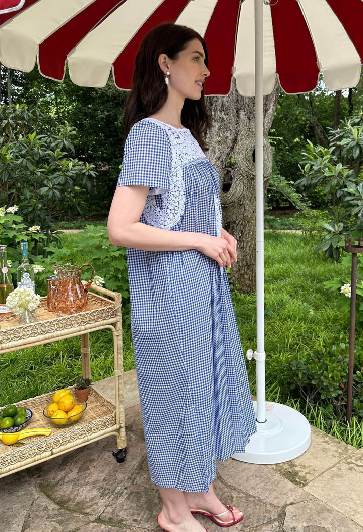 Liliana Azul Gingham Midi Dress