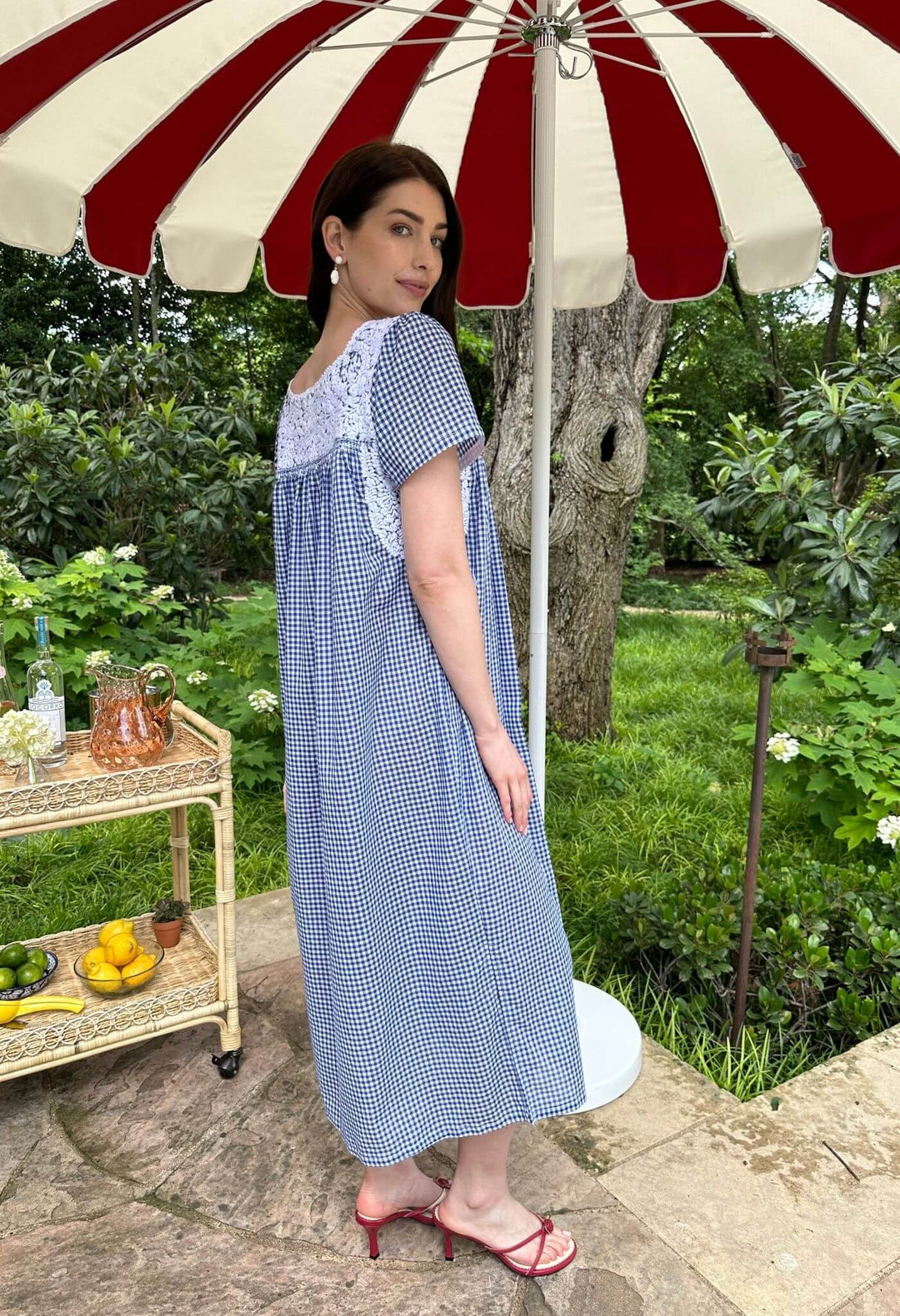 Liliana Azul Gingham Midi Dress