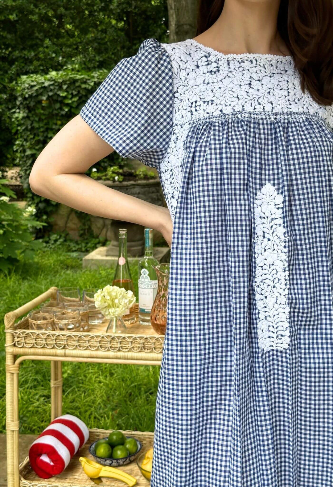 Liliana Azul Gingham Midi Dress