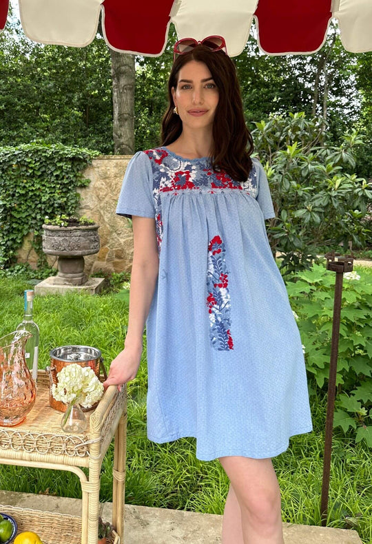 Liliana Swiss Dot Azul Short Dress