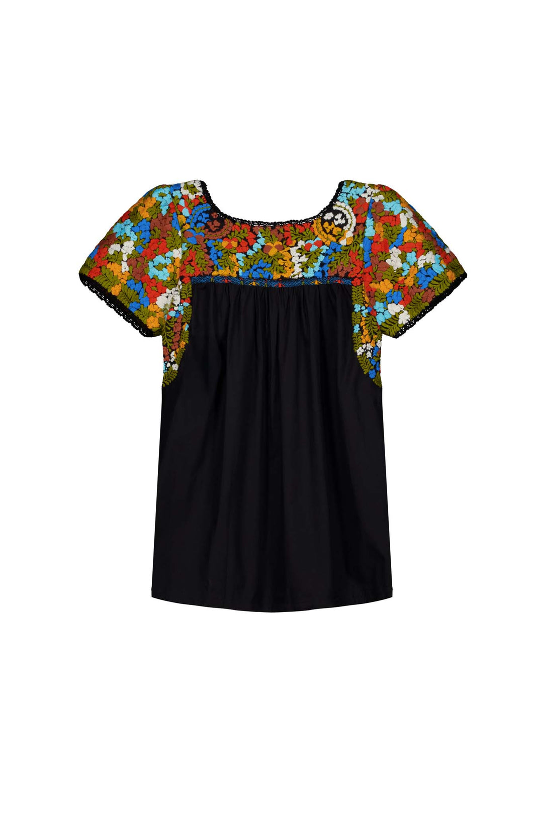 Liliana Flores Embroidered Blouse in black and multicolor back