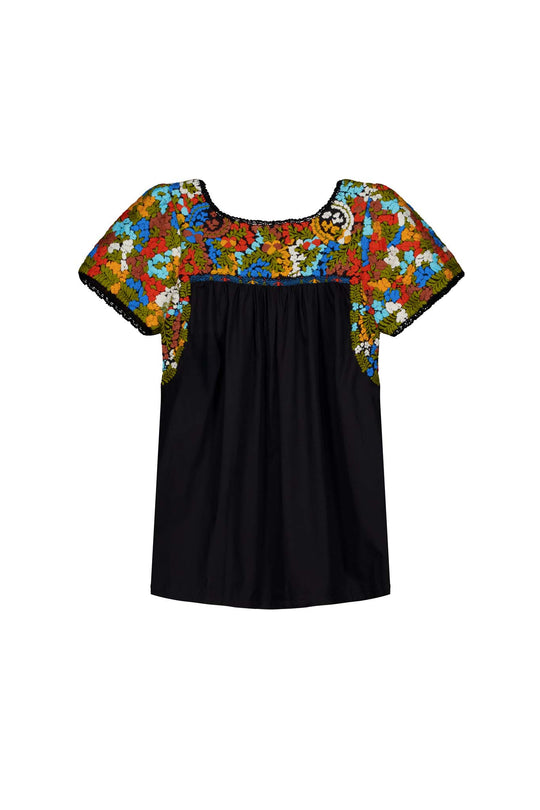 Liliana Flores Embroidered Blouse in black and multicolor back