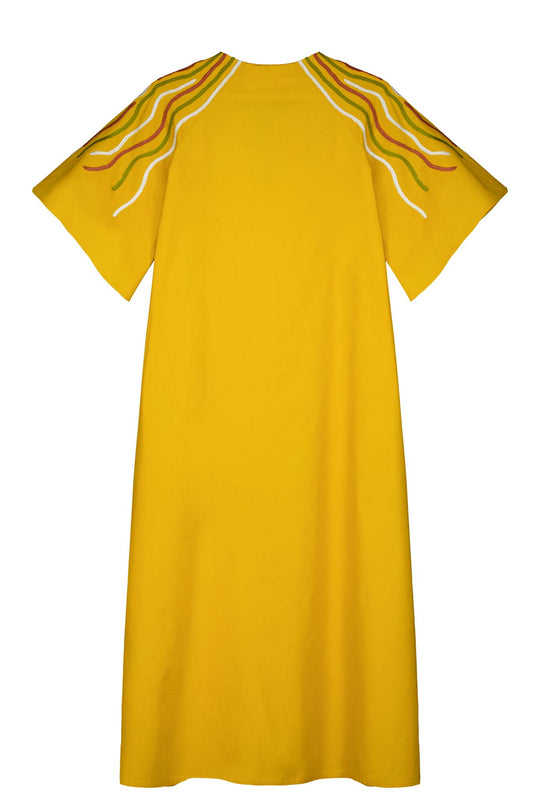 Malena Yellow Caftan Dress Back