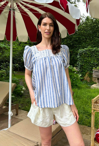 Maria Botones Rayas Azules Blouse