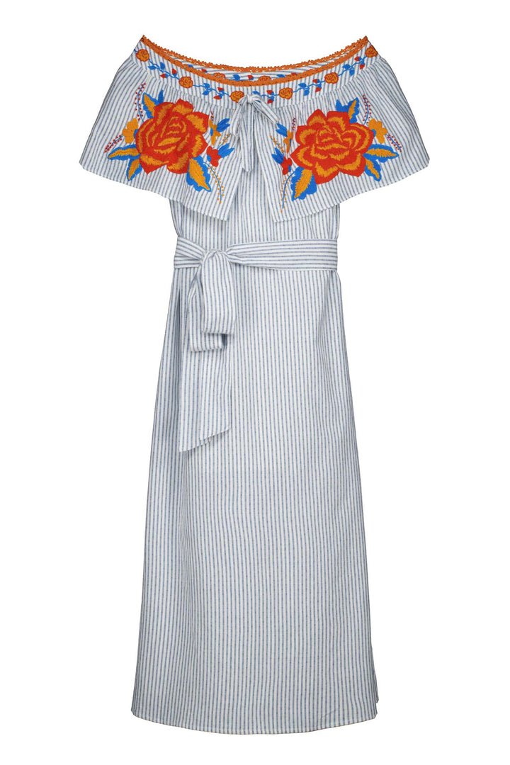 Marisol Off the Shoulder Embroidered Dress Front