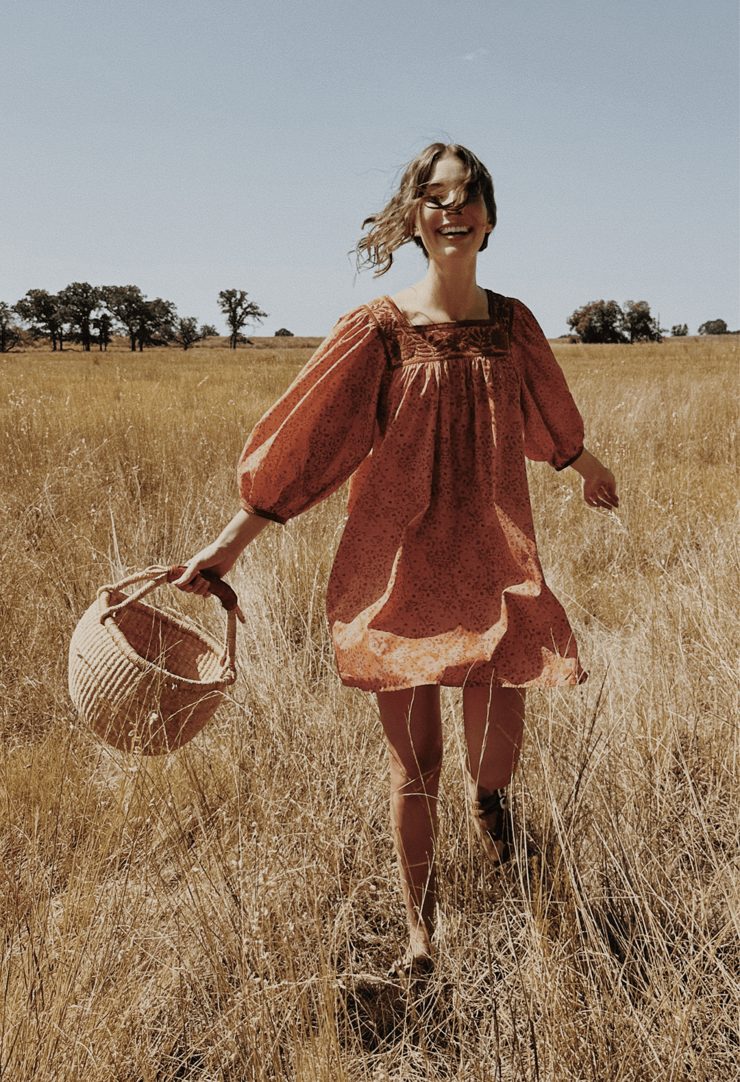Marta Naranja Floral Short Dress
