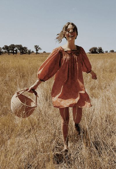 Marta Naranja Floral Short Dress