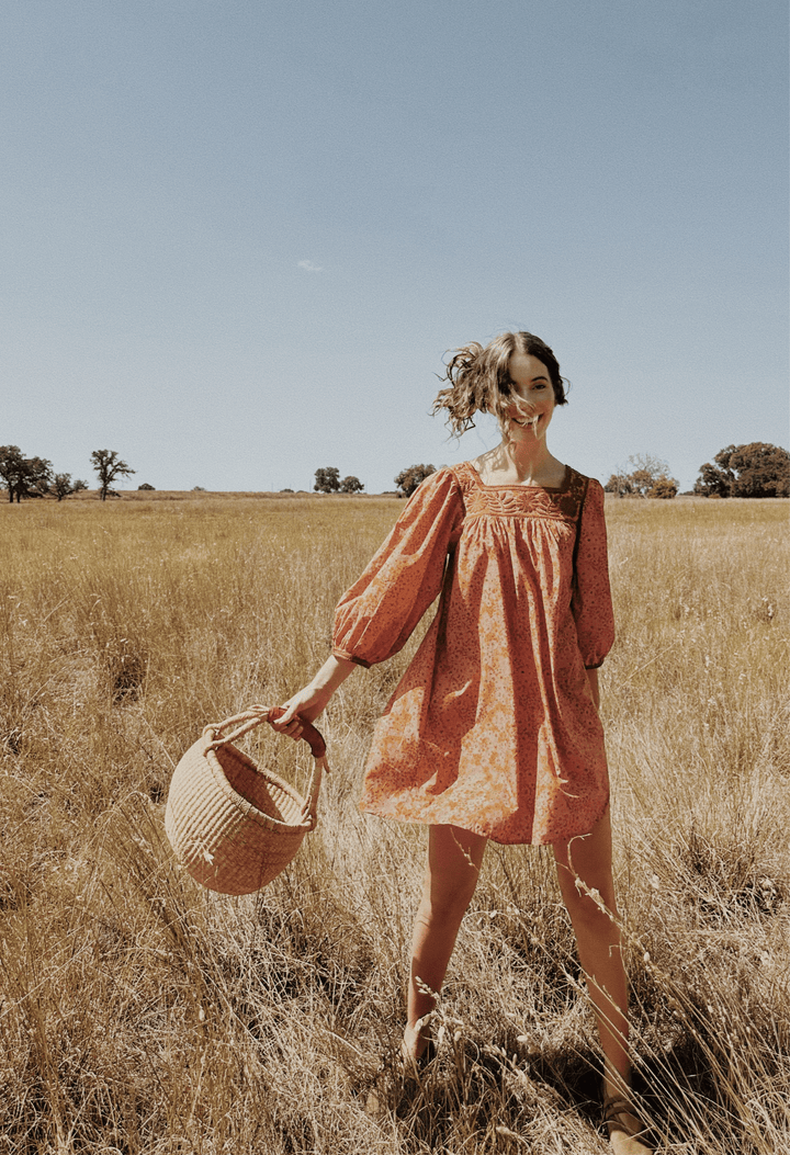 Marta Naranja Floral Short Dress