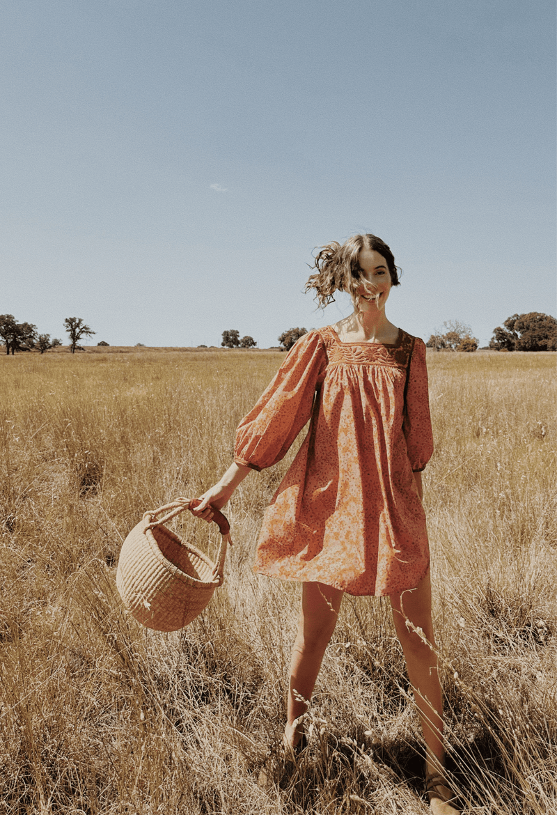 Marta Naranja Floral Short Dress