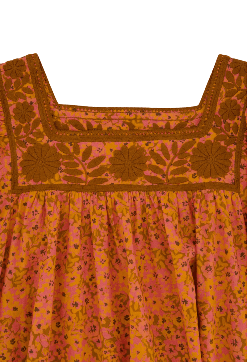 Marta Naranja Floral Short Dress