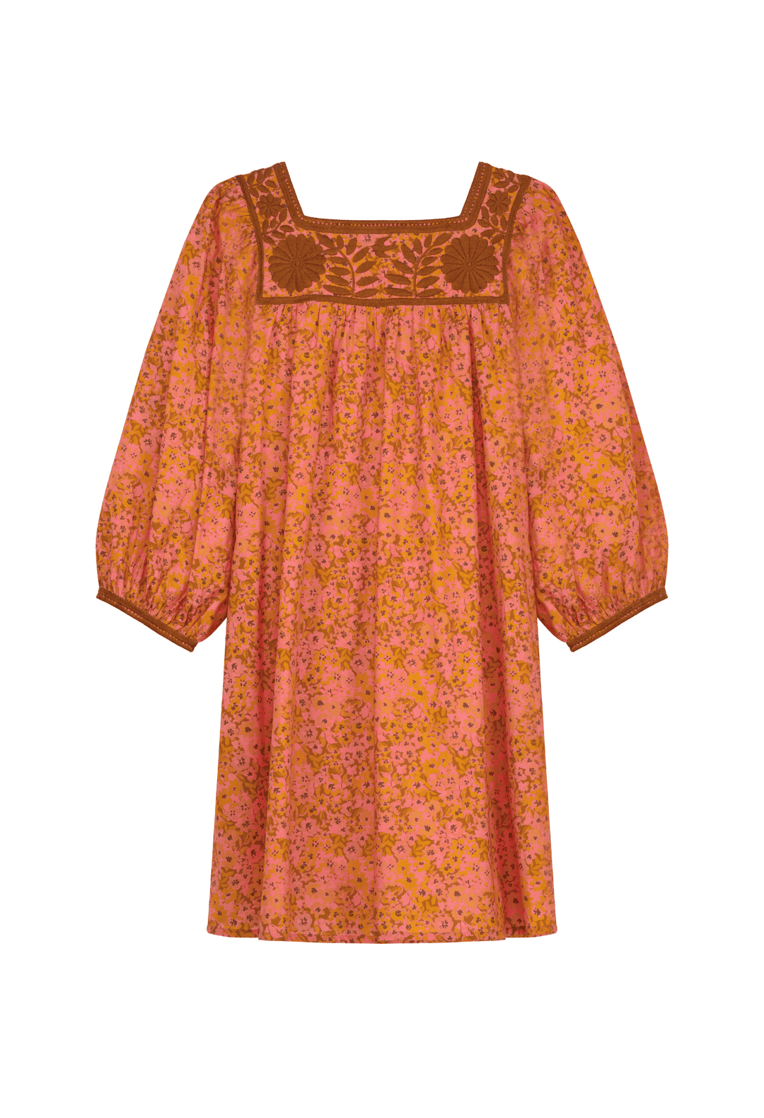 Marta Naranja Floral Short Dress