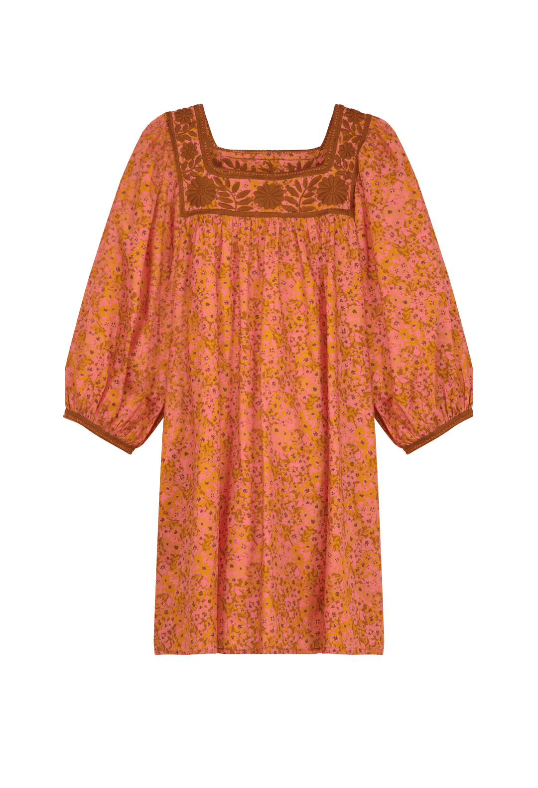Marta Naranja Floral Short Dress