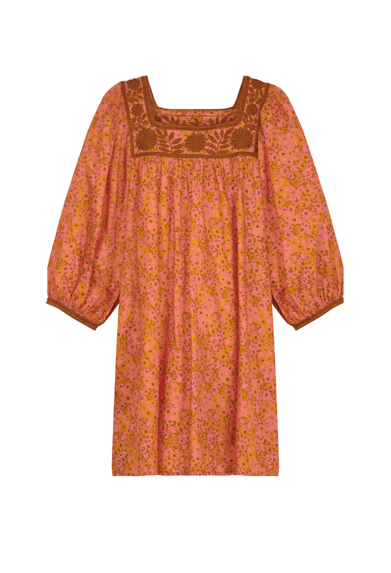 Marta Naranja Floral Short Dress