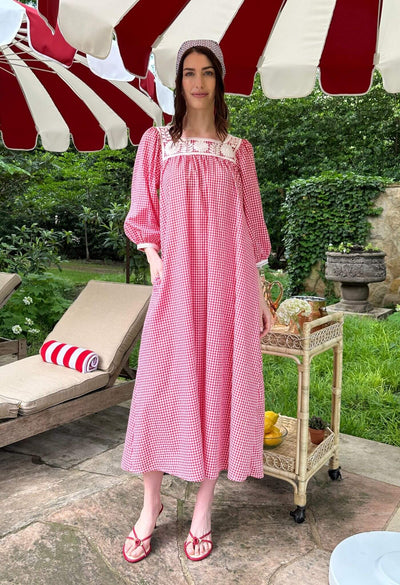 Marta Roja Gingham Midi Dress
