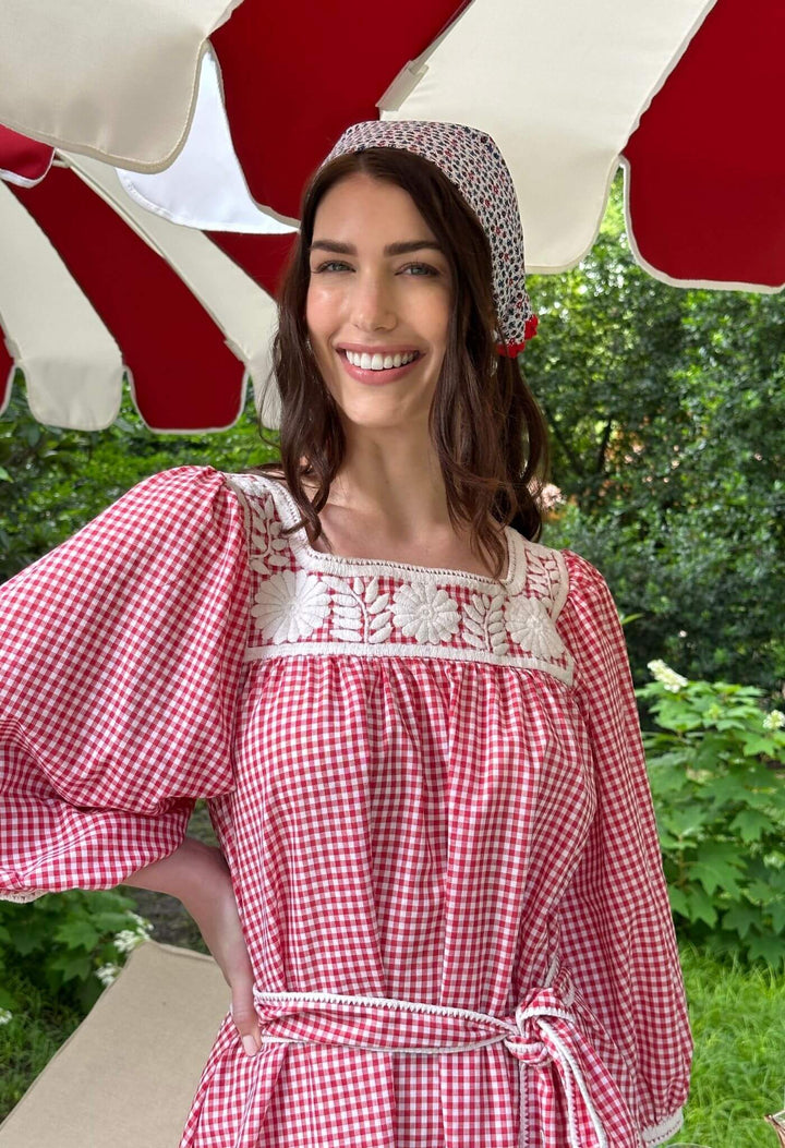 Marta Roja Gingham Midi Dress
