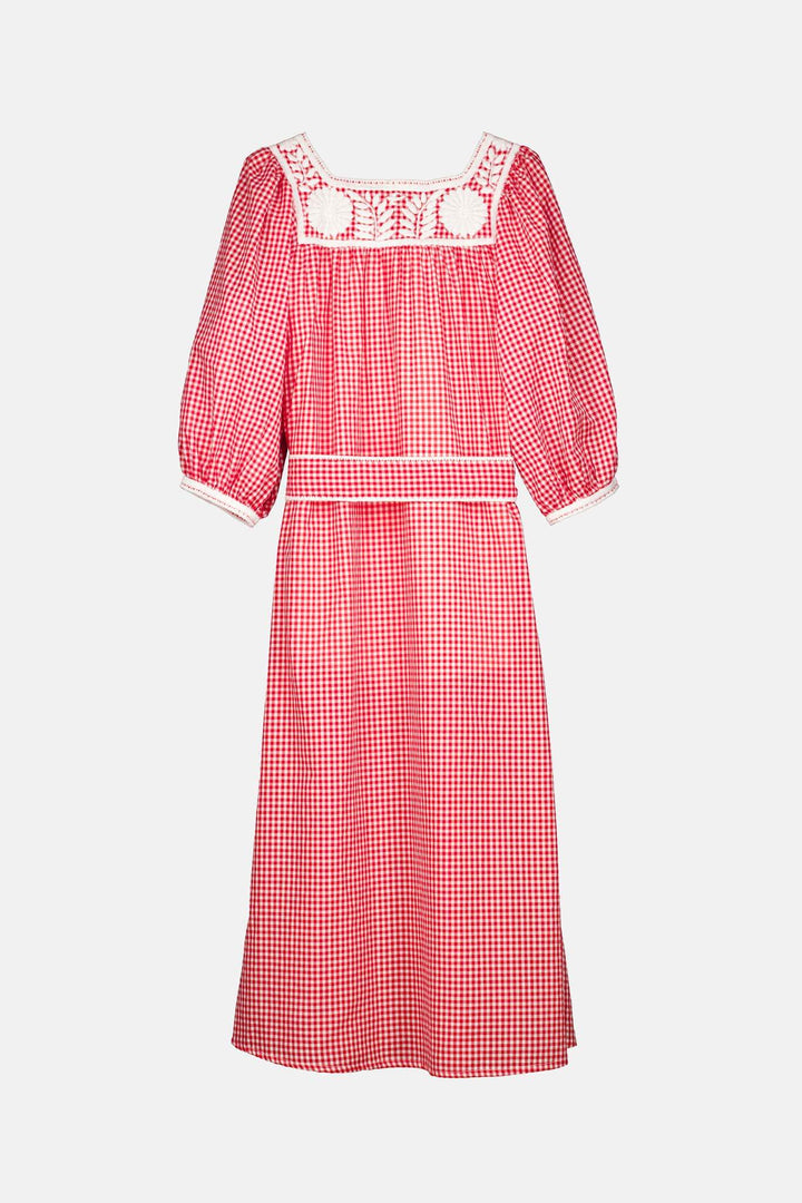 Marta Roja Gingham Midi Dress