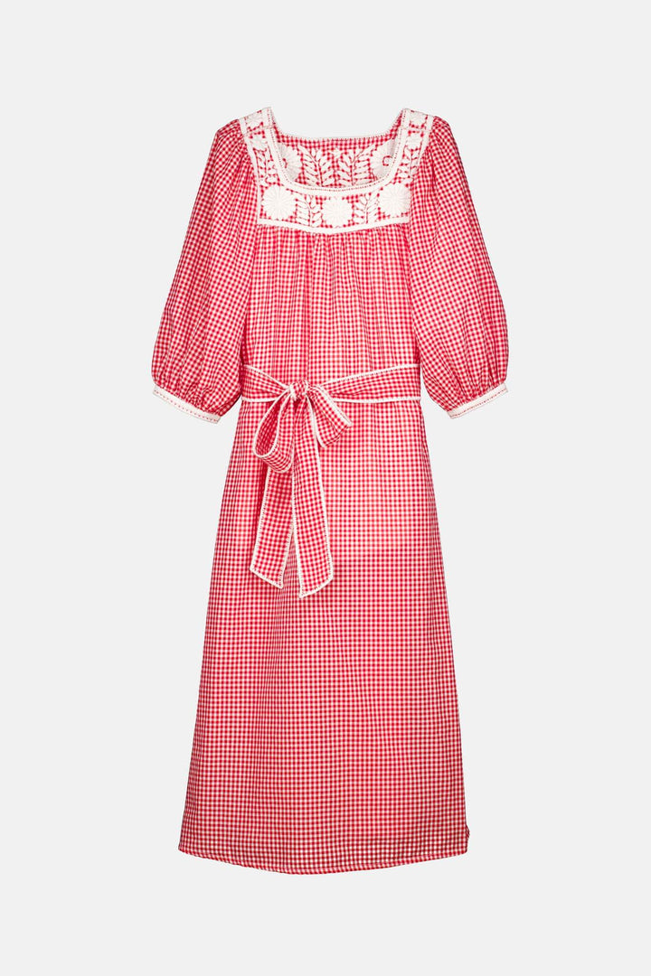 Marta Roja Gingham Midi Dress