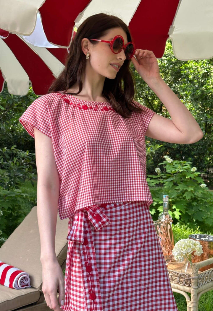 Montse Rojo Gingham Blouse