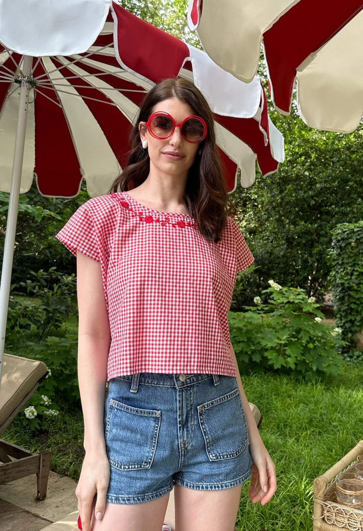 Montse Rojo Gingham Blouse