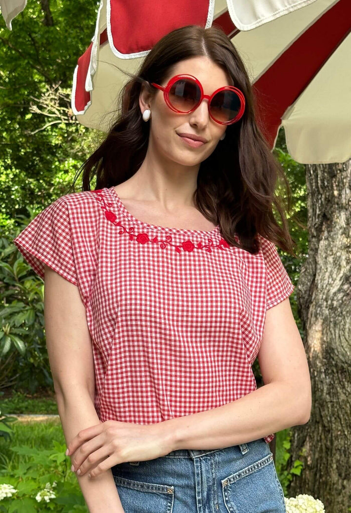 Montse Rojo Gingham Blouse