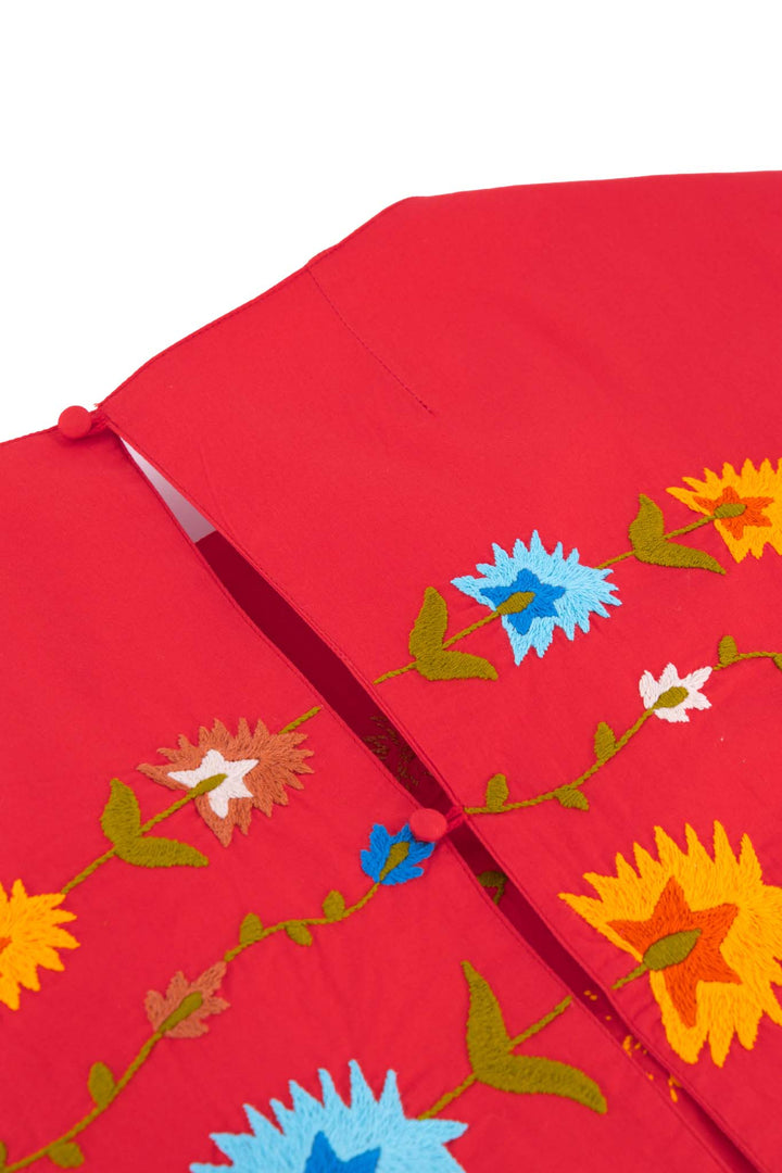 Natalia Red Set Top detailed embroidery