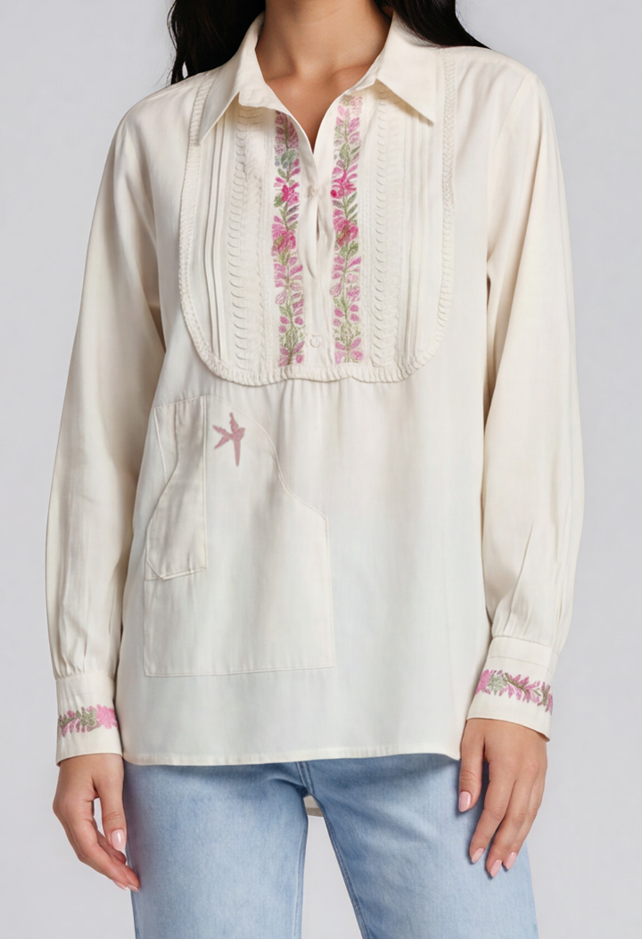 Tuxedo Blouse Blouse Tuxedo Pink and Ivy Blouse (Small) Tuxedo Pink and Ivy Blouse (Small)