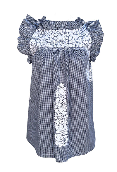 Olivia Blusa Gingham Azul