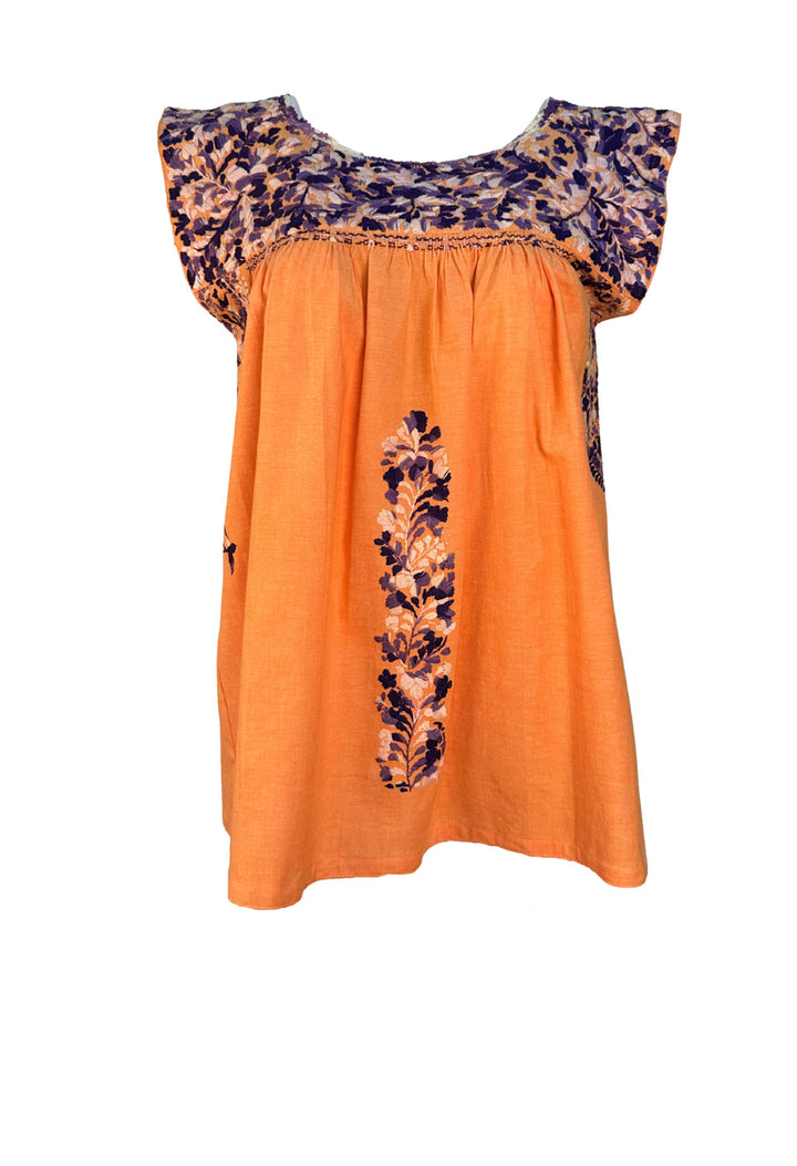 Naranja y Morado Floral Blouse