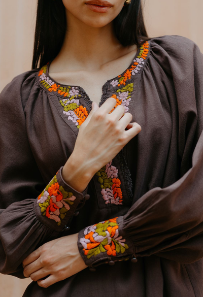 Azura Short Dress Blouse Azura Brown Blouse Azura Brown Blouse